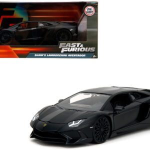 Shaw's Lamborghini Aventador Matt Black Furious 7 (2015) Movie Fast & Furious Series 1/24 Diecast Model Car by Jada