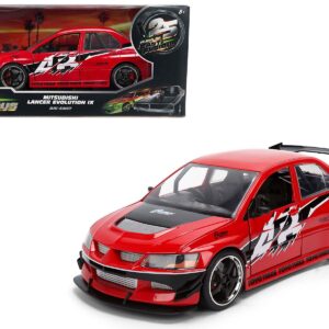 Sean's Mitsubishi Lancer Evolution IX RHD (Right Hand Drive) Red with Graphics The Fast and the Furious: Tokyo Drift (2006) Movie Fast & Furious 25 Years Series 1/24 Diecast Model Car by Jada