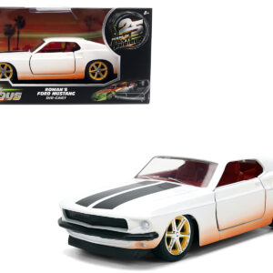 Roman's Ford Mustang White with Black Stripes and Red Interior (Dirty Version) Fast & Furious Movie Fast & Furious 25th Anniversary Series 1/32 Diecast Model Car by Jada
