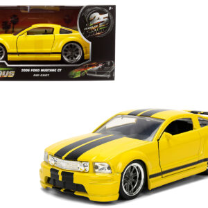 2006 Ford Mustang GT Yellow with Black Stripes Fast & Furious 25 Years Series 1/32 Diecast Model Car by Jada
