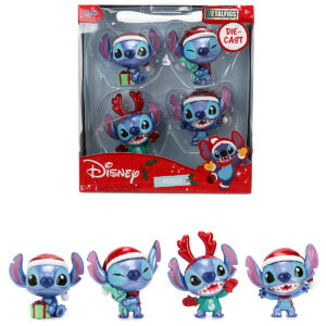 Set of 4 Diecast Figures Disney's Stitch Christmas Edition Metalfigs Series by Jada