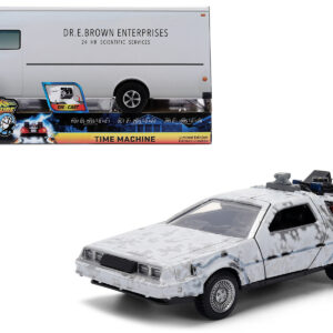 DMC DeLorean Time Machine Brushed Metal (Frost Version) Back to the Future (1985) Movie 40th Anniversary Special Packaging Hollywood Rides Series 1/32 Diecast Model Car by Jada
