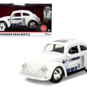 1959 Volkswagen Beetle R2-D2 Livery White with Graphics Star Wars Franchise Hollywood Rides Series 1/32 Diecast Model Car by Jada