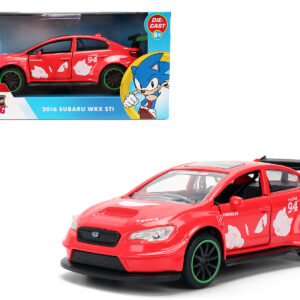 2016 Subaru WRX STI Red with Knuckles Graphics Sonic the Hedgehog (1991) Video Game Hollywood Rides Series 1/32 Diecast Model Car by Jada