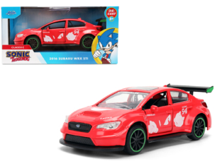 2016 Subaru WRX STI Red with Knuckles Graphics Sonic the Hedgehog (1991) Video Game Hollywood Rides Series 1/32 Diecast Model Car by Jada