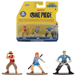 Set of 3 Diecast Figures One Piece (2023-Current) TV Series Nano Metalfigs Series Diecast Models by Jada