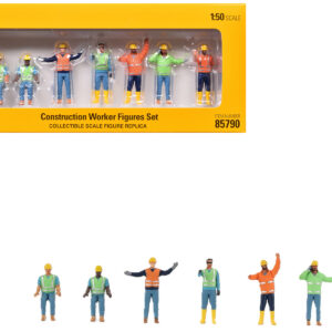 Construction Workers 7 Piece Figure Set for 1/50 Scale Models by Diecast Masters