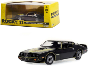 1979 Pontiac Firebird T/A Trans Am Black with Hood Phoenix Rocky II (1979) Movie 1/43 Diecast Model Car by Greenlight