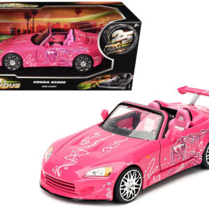 Suki's 2001 Honda S2000 Convertible Pink with Graphics 25 Years of Fast & Furious 2 Fast 2 Furious (2003) Movie 1/24 Diecast Model Car by Jada