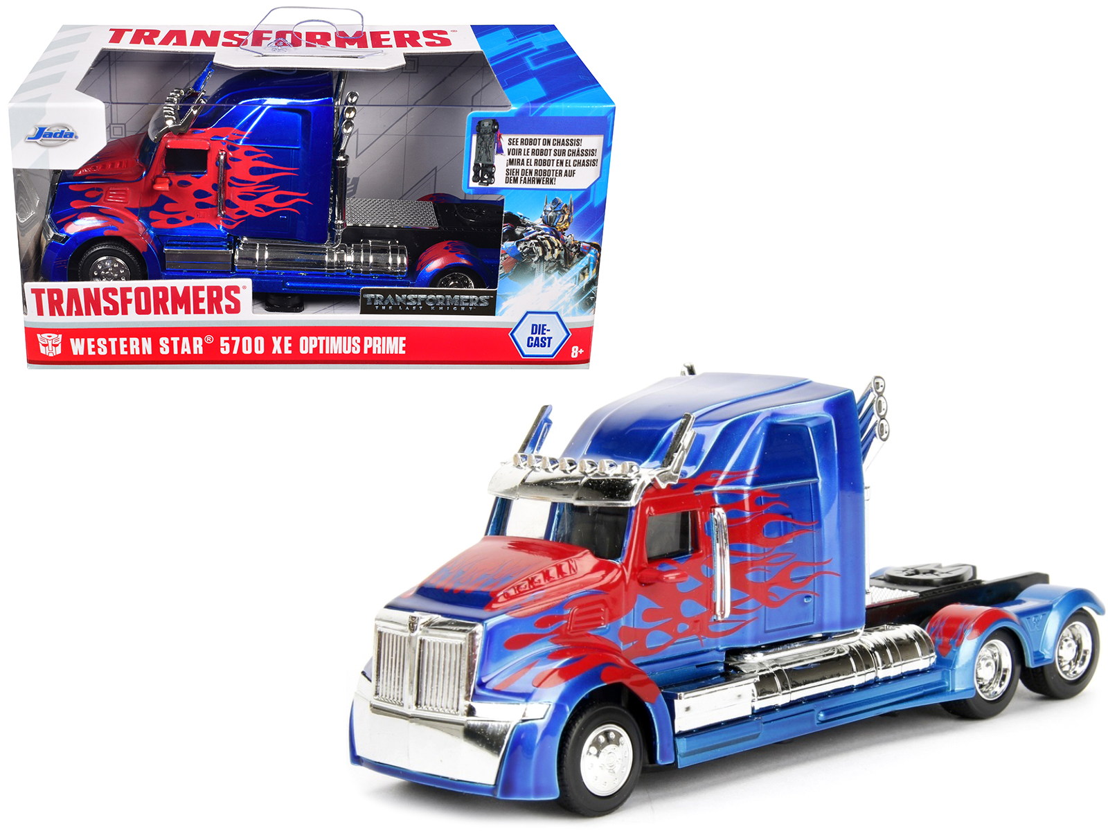 Western Star 5700 XE Phantom Truck Tractor Optimus Prime Transformers: The Last Knight (2017) Movie Hollywood Rides Series 1/32 Diecast Model Car by Jada