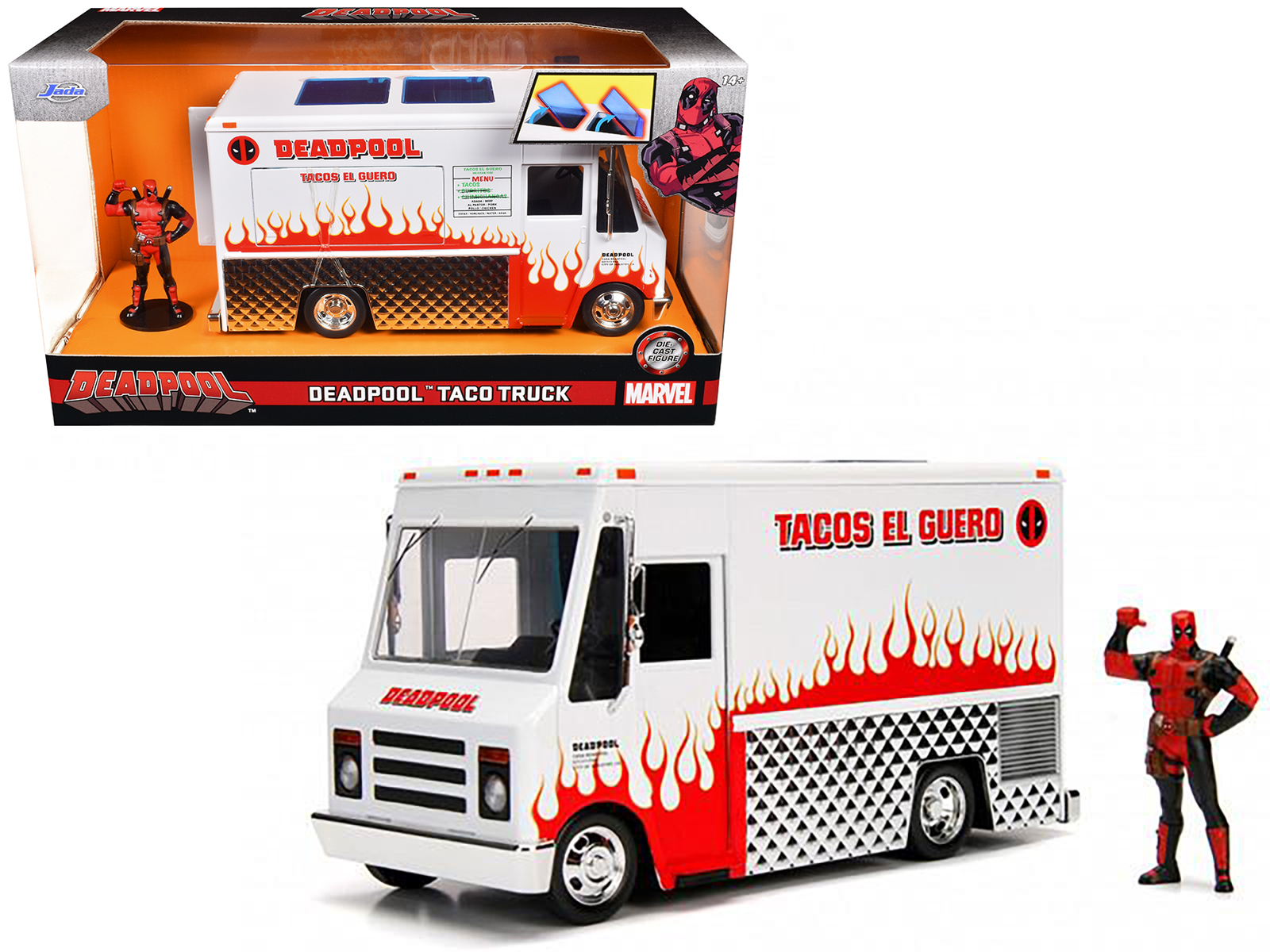 Deadpool Taco Truck with Deadpool Diecast Figurine Marvel Series 1/24 Diecast Model by Jada