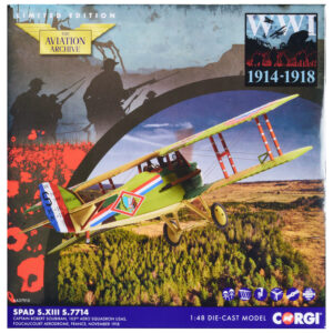 SPAD S.XIII Aircraft "Captain Robert Soubiran 103rd Aero Squadron USAS Foucaucourt Aerodrome France" (1918) United States Army Air Service "The Aviation Archive" Series 1/48 Diecast Model by Corgi