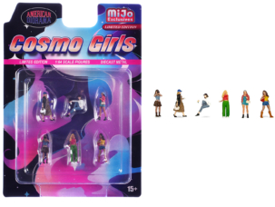 Cosmo Girls 6 piece Diecast Figure Set (6 Figures) Limited Edition for 1/64 Scale Models by American Diorama
