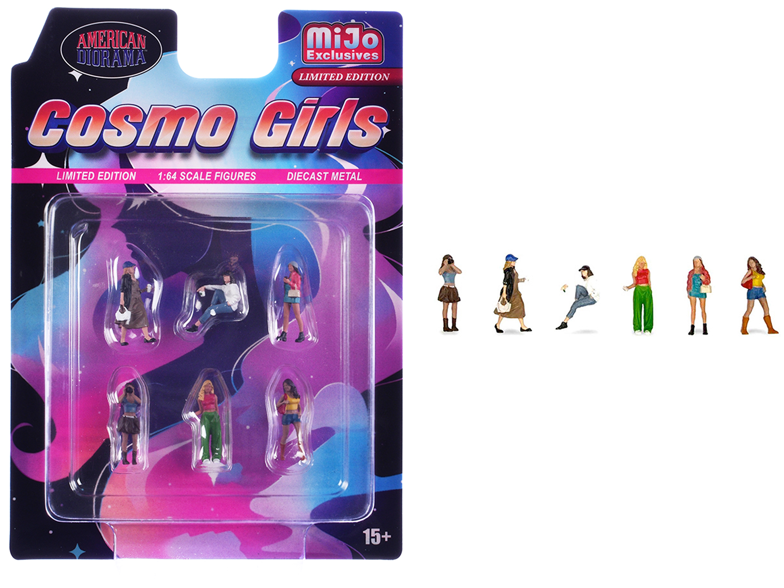 Cosmo Girls 6 piece Diecast Figure Set (6 Figures) Limited Edition for 1/64 Scale Models by American Diorama