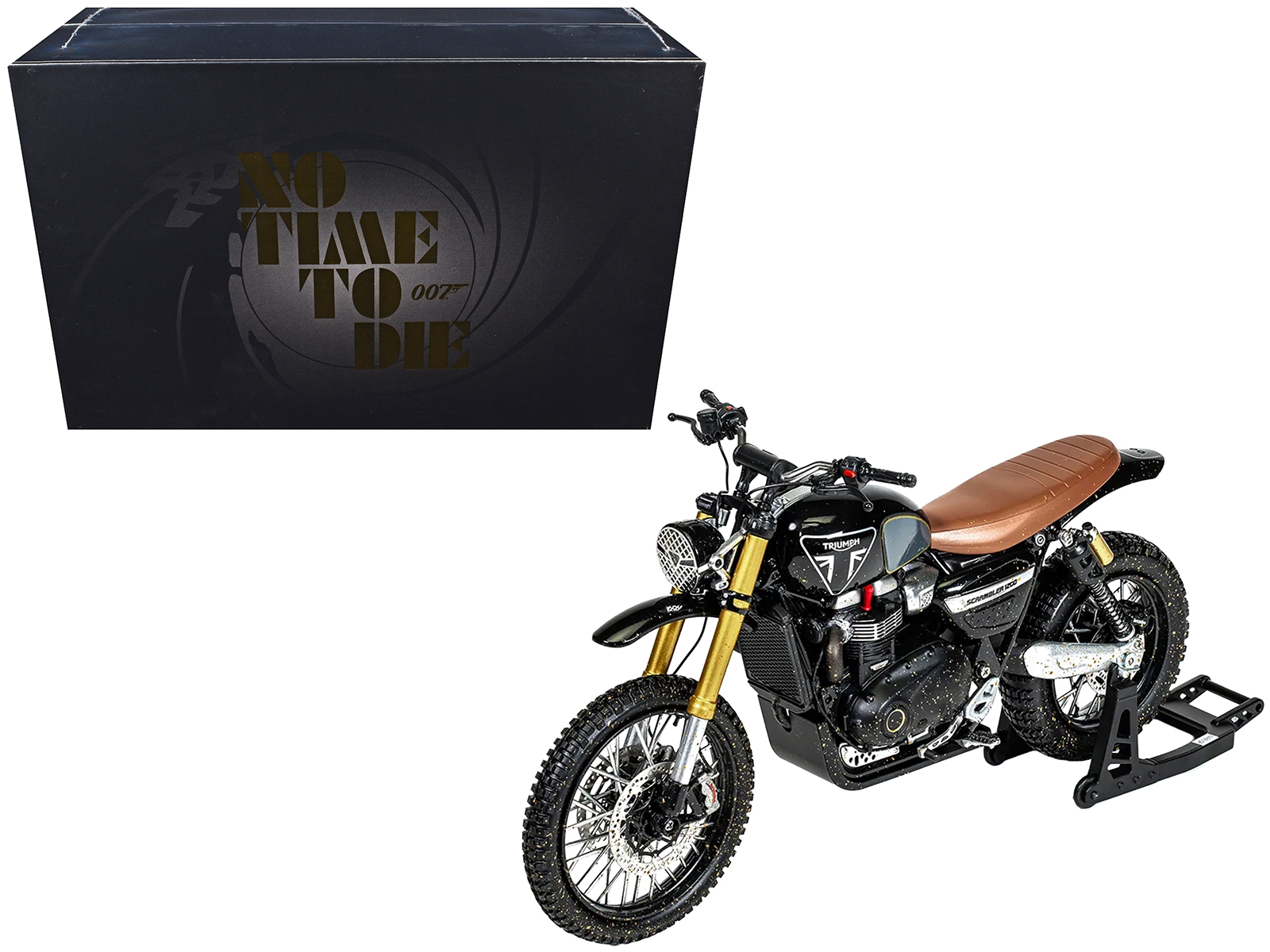 Triumph Scrambler 1200 XE Motorcycle Black (Dirty Version) James Bond 007 No Time to Die (2021) Movie Diecast Model Car by Corgi