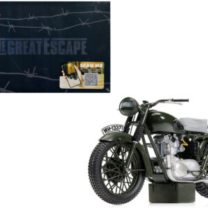 Triumph TR6 Trophy Motorcycle Dark Green (Weathered) The Great Escape (1963) Movie Diecast Model by Corgi
