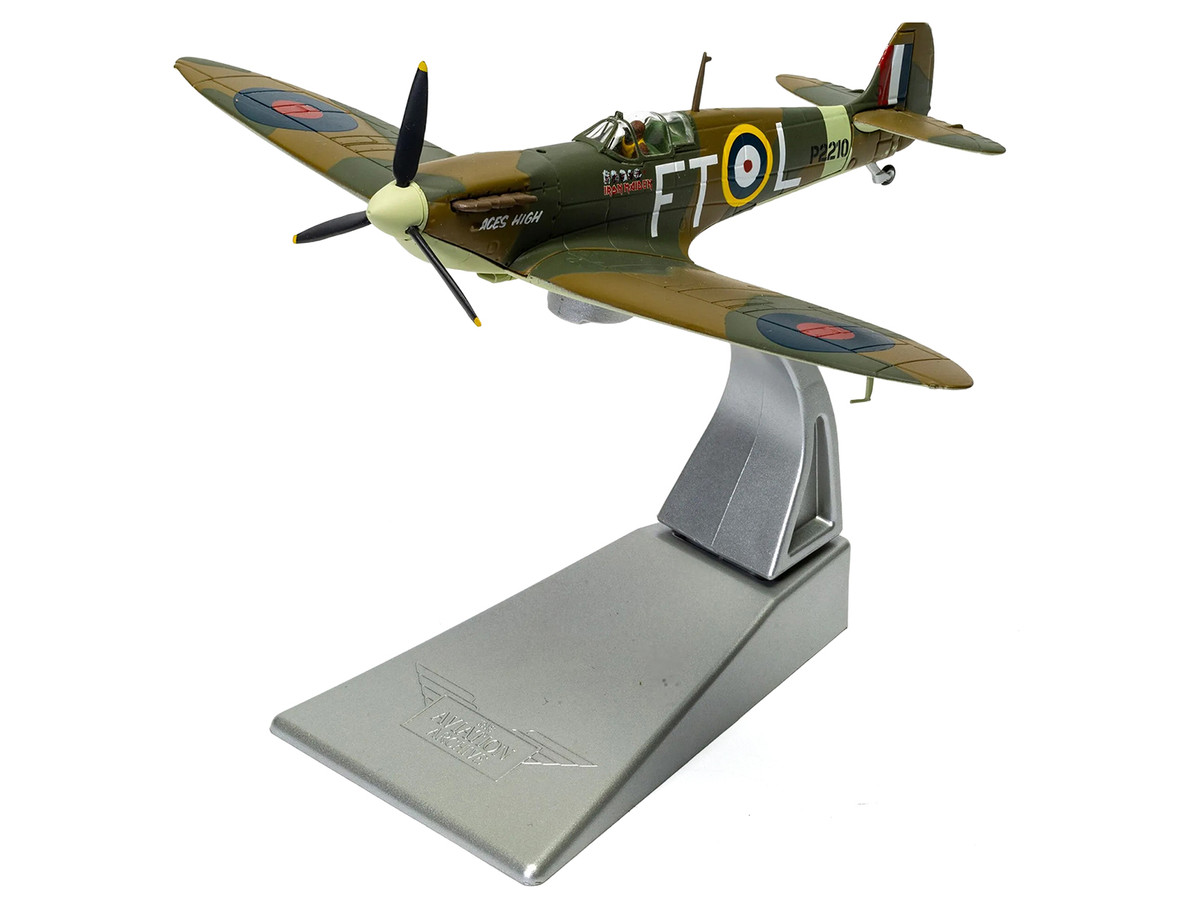 Supermarine Spitfire Mk.II Fighter Aircraft "Iron Maiden 'Aces High'" Green Camouflage with Graphics 1/72 Diecast Model by Corgi - Image 3