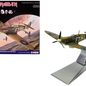 Supermarine Spitfire Mk.II Fighter Aircraft "Iron Maiden 'Aces High'" Green Camouflage with Graphics 1/72 Diecast Model by Corgi