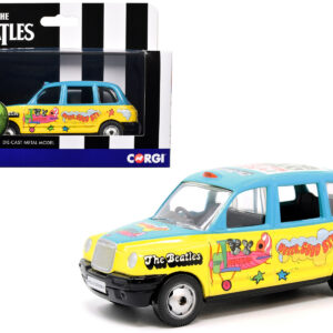 The Beatles London Taxi RHD (Right Hand Drive) "Hello Goodbye" Blue and Yellow with Graphics Diecast Model by Corgi