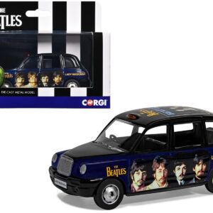 The Beatles London Taxi RHD (Right Hand Drive) "Lady Madonna" Black and Dark Blue with Graphics Diecast Model by Corgi