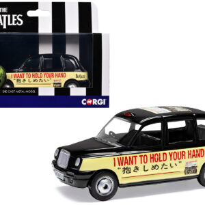 The Beatles London Taxi RHD (Right Hand Drive) "I Want To Hold Your Hand" Black and Cream with Graphics Diecast Model by Corgi