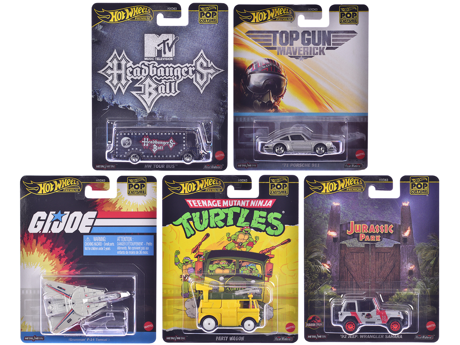 Pop Culture 2025 5 piece Set K Premium Series Diecast Model Cars by Hot Wheels
