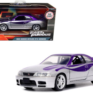 1995 Nissan Skyline GT-R (BCNR33) Purple and Silver Metallic Fast & Furious Series 1/32 Diecast Model Car by Jada