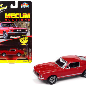 1967 Shelby GT-350 Red with White Side Stripes Mecum Auctions Pop Culture 2024 Release 2 1/64 Diecast Model Car by Johnny Lightning