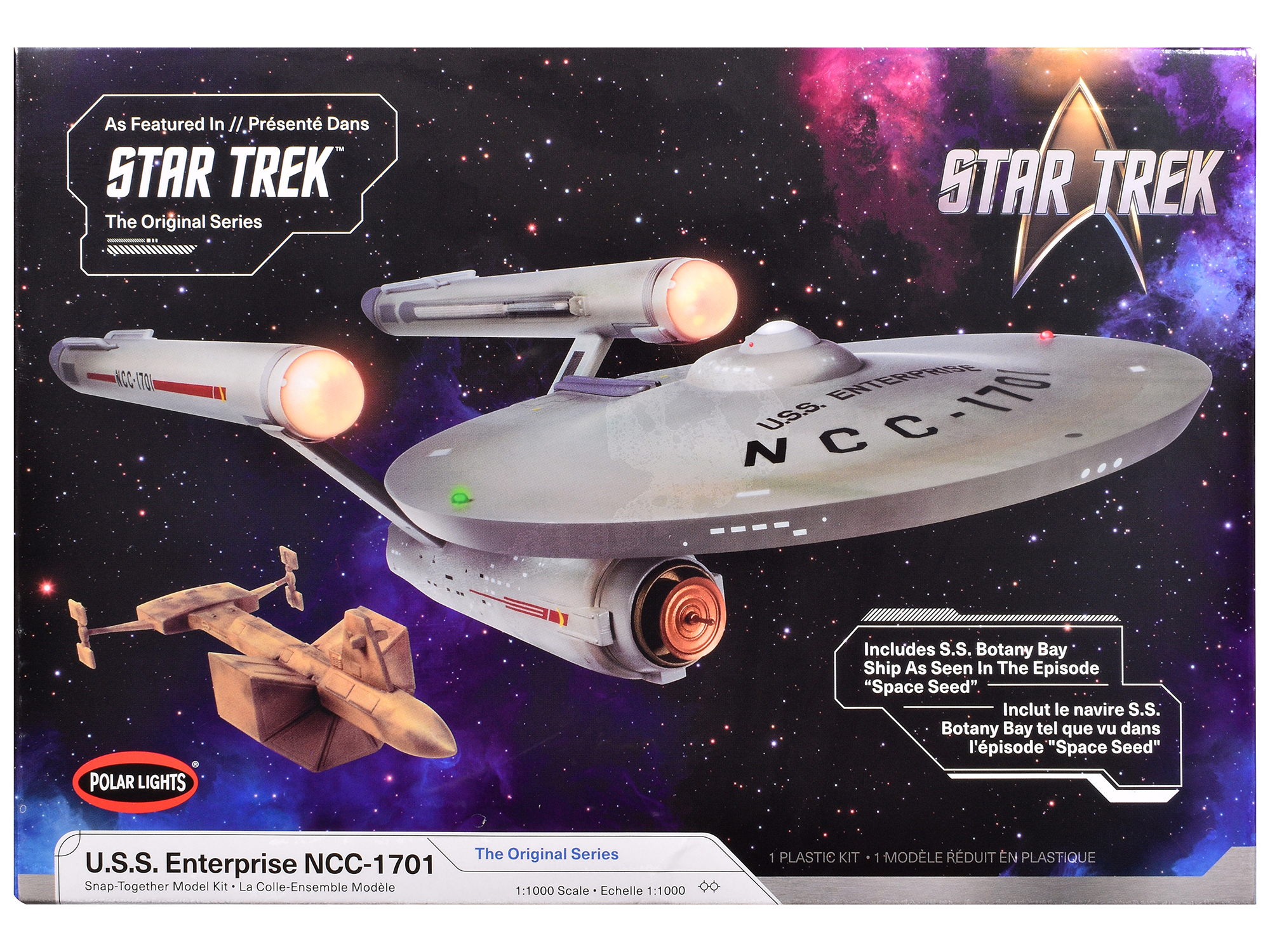 Skill 2 Model Kit U.S.S. Enterprise NCC-1701 Spaceship Star Trek (1966) TV Series 1/1000 Scale Model by Polar Lights