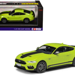 Ford Mustang Mk6 Mach 1 RHD (Right Hand Drive) Grabber Yellow with Black Stripes "Vanguards" Series 1/43 Diecast Model Car by Corgi