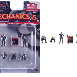 Mechanics #5 6 piece Diecast Figure Set (5 Figures 1 Tool Cabinet) Limited Edition for 1/64 Scale Models by American Diorama