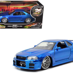 Brian's Nissan GTR Skyline R34 RHD (Right Hand Drive) Blue 25th Anniversary Fast & Furious Movie 1/24 Diecast Model Car by Jada