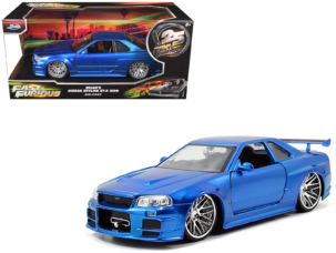 Brian's Nissan GTR Skyline R34 RHD (Right Hand Drive) Blue 25th Anniversary Fast & Furious Movie 1/24 Diecast Model Car by Jada