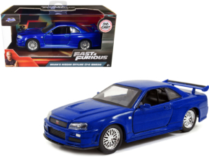 Brian's Nissan Skyline GT-R R34 Blue Fast & Furious Movie 1/32 Diecast Car Model by Jada