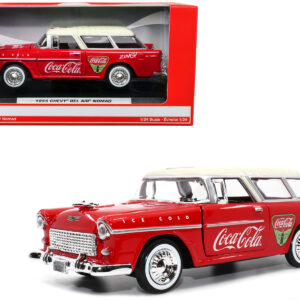 1955 Chevrolet Bel Air Nomad Red with White Top Coca-Cola 1/24 Diecast Model Car by Motor City Classics