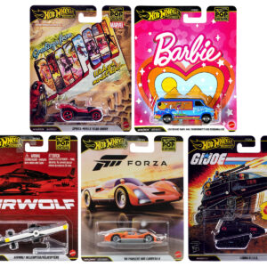 Pop Culture 2025 5 piece Set Q Premium Series Diecast Model Cars by Hot Wheels