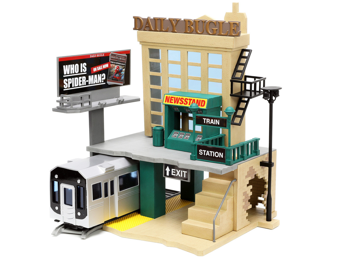 Daily Bugle and Subway Diorama Set with Spider-Man and J. Jonah Jameson Diecast Figures Marvel's Spider-Man Nano Scene Series Models by Jada - Image 4