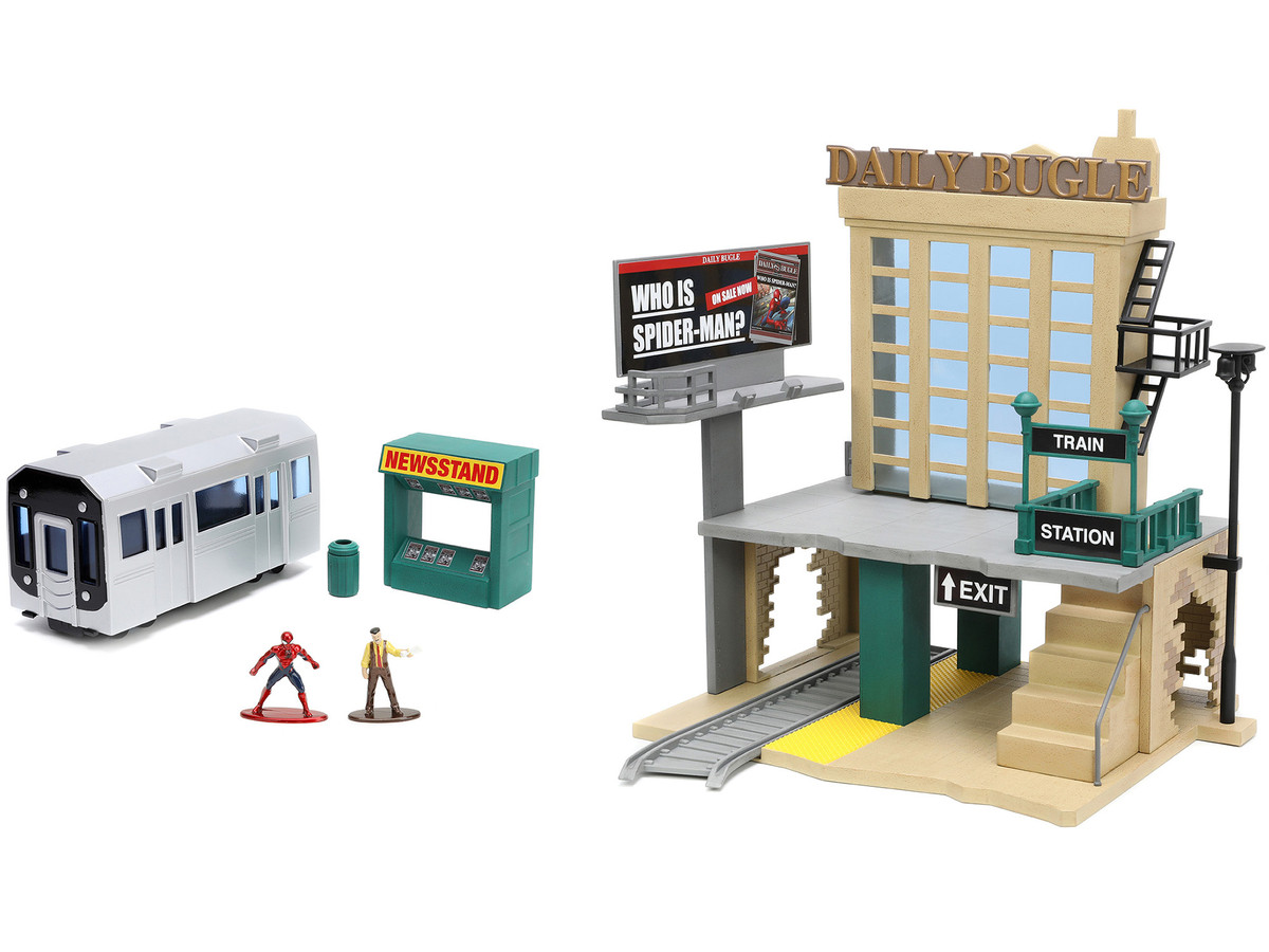 Daily Bugle and Subway Diorama Set with Spider-Man and J. Jonah Jameson Diecast Figures Marvel's Spider-Man Nano Scene Series Models by Jada - Image 5